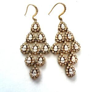 Nadri Gold Tone Chandelier Drop Earrings Cubic Zirconia